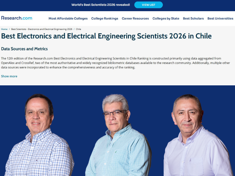 Tres académicos de Ingeniería UdeC destacan entre los principales investigadores del país en Ingeniería Eléctrica y Electrónica